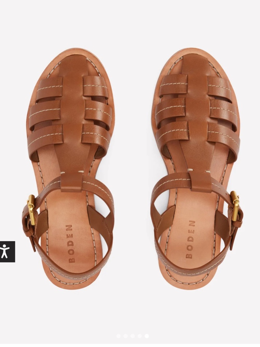Boden Cognac Leather Fisherman Sandals